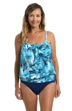 Indigo Palms Blouson Tankini Top *FINAL SALE*
