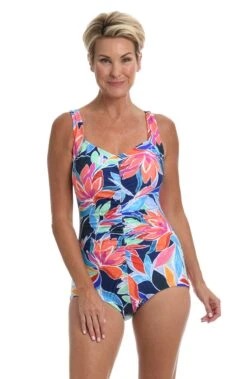 Jungle Vines Shirred Front Girl Leg (adjustable) One Piece