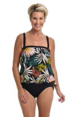 Palms And Fronds Bandeau Blouson Tankini Top *FINAL SALE*