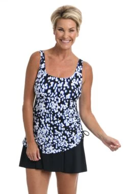 Tropical Rain Adjustable Tank Swim Dress One Piece