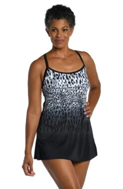 Ombre Animal Scoop Neck Swim Dress One Piece - FINAL SALE