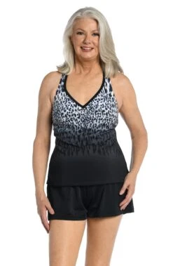 Ombre Animal V-Neck Racer Back Tankini Top - FINAL SALE