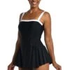 Solid Bandeau Princess Seam Swim Dress One Piece