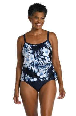 Moonlight Tropics Scoop Neck Faux Tankini One Piece