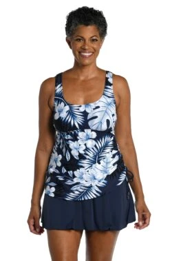 Moonlight Tropics Adjustable Tank Swim Dress One Piece
