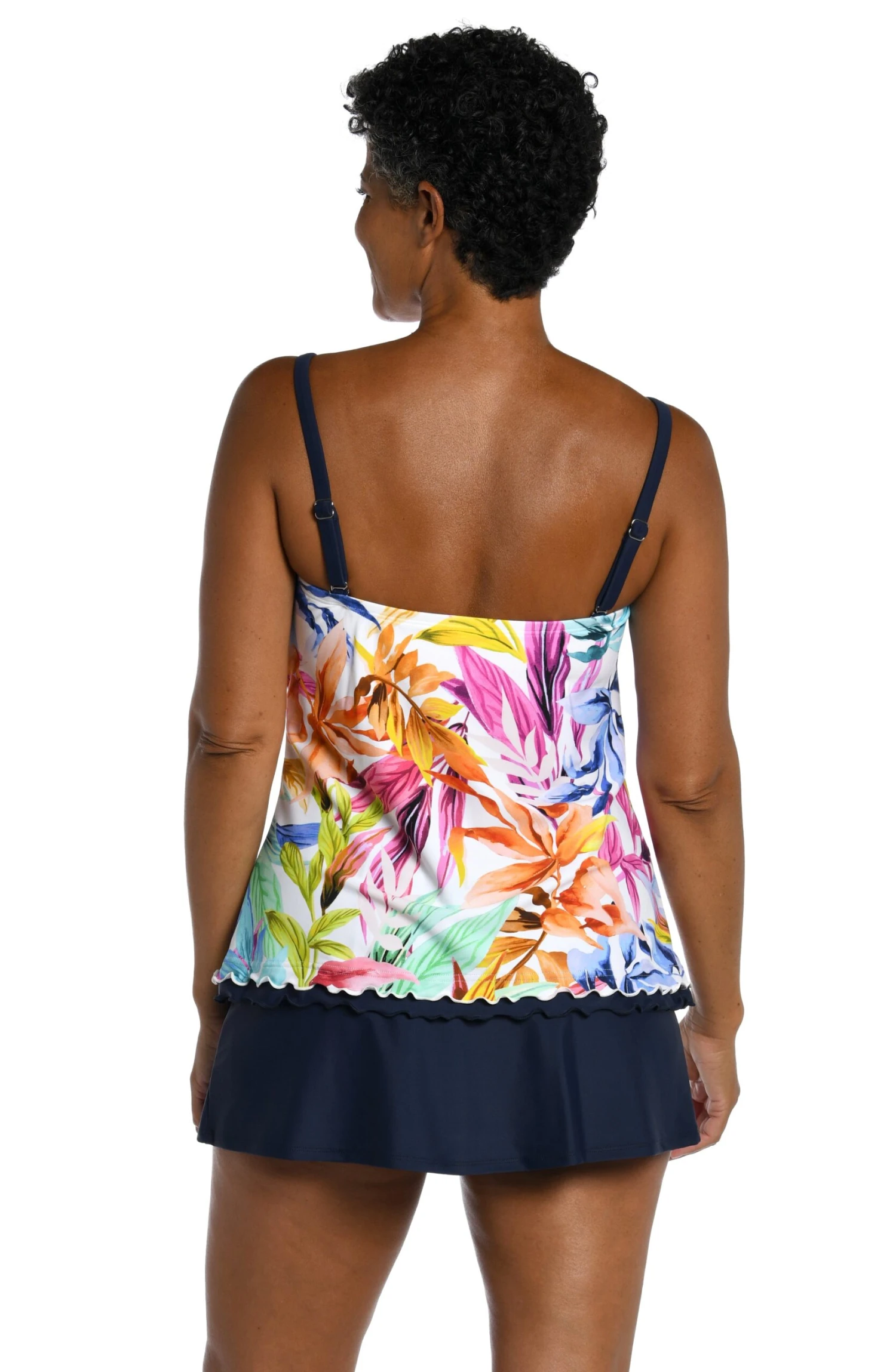 Conga Vines Ruffled Bandeau Tankini Top - Image 2