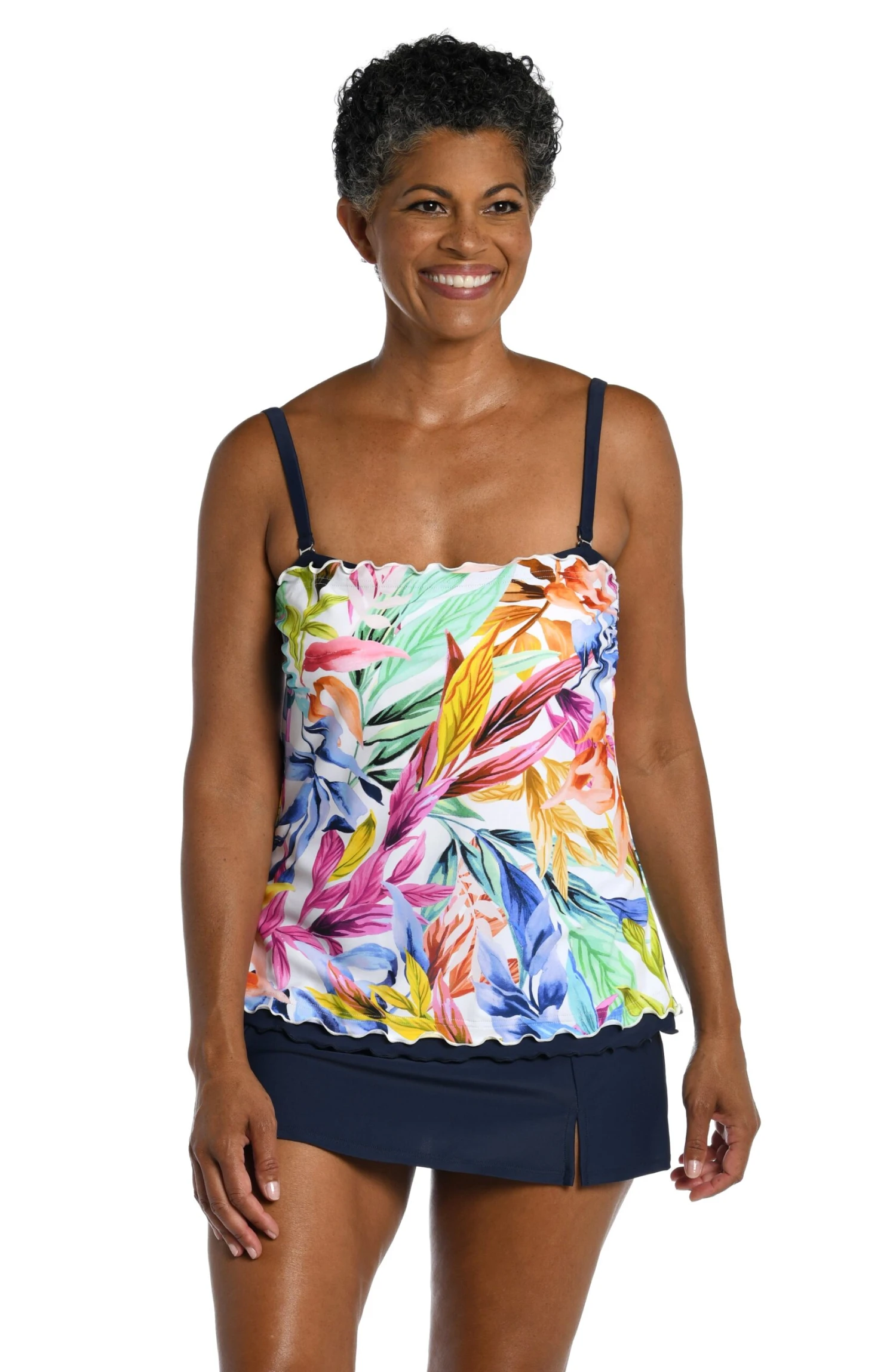 Conga Vines Ruffled Bandeau Tankini Top - Image 3