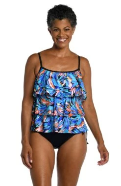 Feathers & Flair Triple Tiered Tankini Top - FINAL SALE