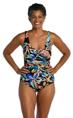 Watercolor Expressions Twist Front One Piece - FINAL SALE