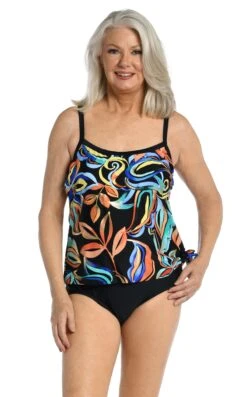 Watercolor Expressions Scoop Neck Faux Tankini One Piece - FINAL SALE