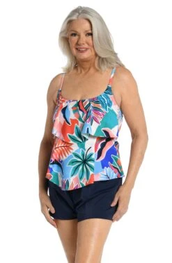Tropical Abstraction Two Tiered Tankini Top - FINAL SALE