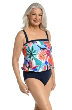 Tropical Abstraction Bandeau Blouson Tankini Top - FINAL SALE
