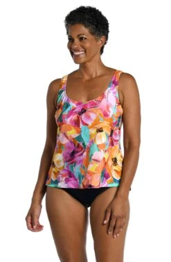 Sunset Bouquet Scoop Neck Tankini Top - FINAL SALE