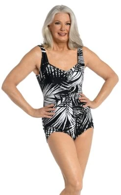 Shadow Palms Shirred Front Girl Leg One Piece - FINAL SALE