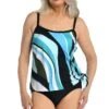 Retro Wave Scoop Neck Faux Tankini One Piece - FINAL SALE