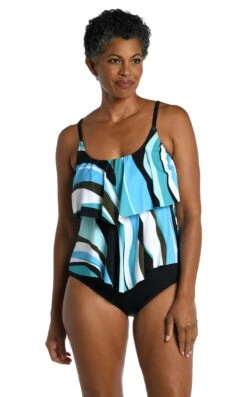 Retro Wave Two Tiered Tankini Top - FINAL SALE