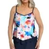 Illusion Blossoms Flutter Hem Tankini Top - FINAL SALE