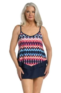 Tribal Times Flutter Hem Tankini Top - FINAL SALE