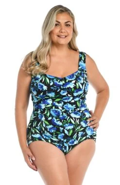 Dandelion Fields Spa Shirred Front Girl Leg One Piece (Plus Size)
