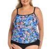 Feathers & Flair Scoop Neck Faux Tankini One Piece (Plus Size) - FINAL SALE