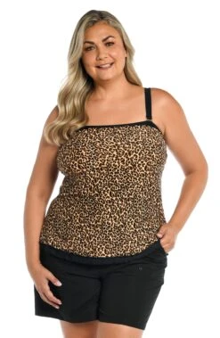 Cougar Ruffled Bandeau Tankini Top (Plus Size) - FINAL SALE