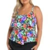 Pop Petals Two Tiered Tankini Top (Plus Size) - FINAL SALE