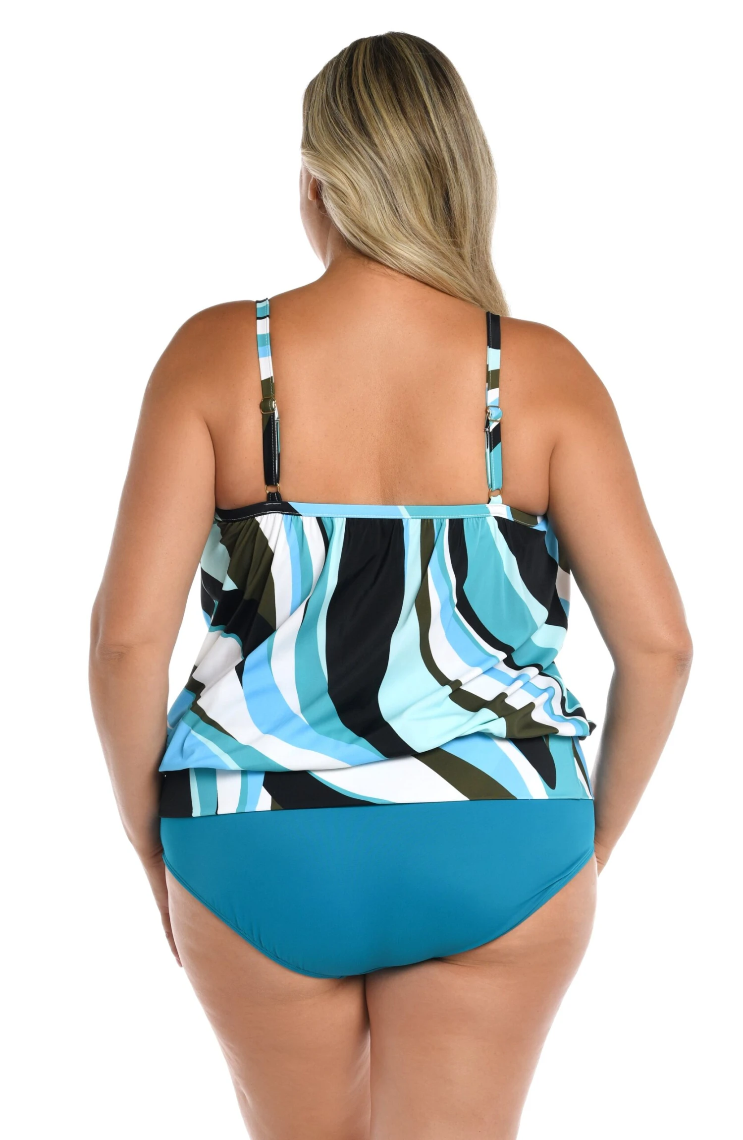 Retro Wave Underwire Blouson Tankini Top (Plus Size) - FINAL SALE - Image 2