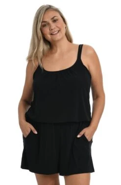 Jersey Swim Romper One Piece/Cover Up (Plus Size)