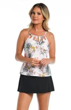 24th & Ocean Tahiti Skies Cutout High Neck Tankini Top