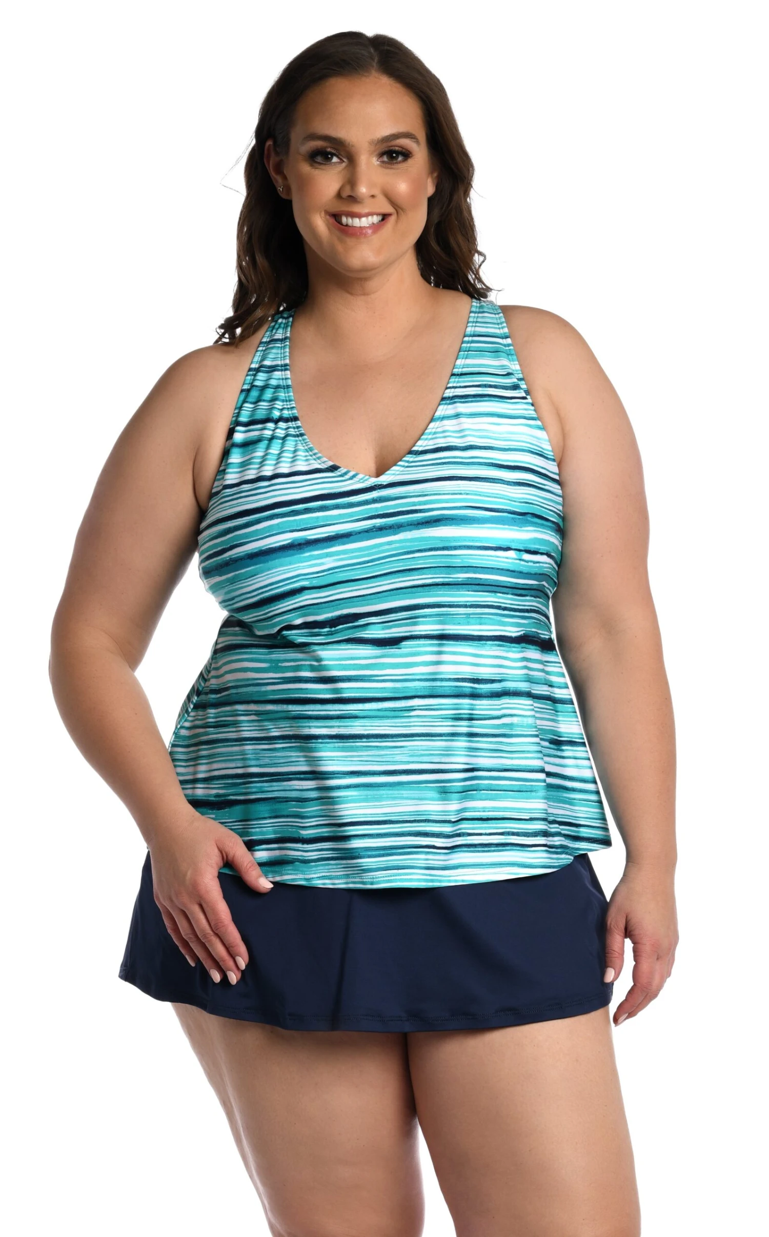 24th & Ocean Seaside Breeze Underwire Crossback Tankini Top - Image 4