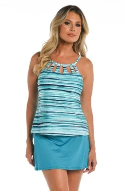 24th & Ocean Seaside Breeze Cutout High Neck Tankini Top