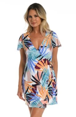 24th & Ocean To The Tropics Ruffle Sleeve Cover Up Dress