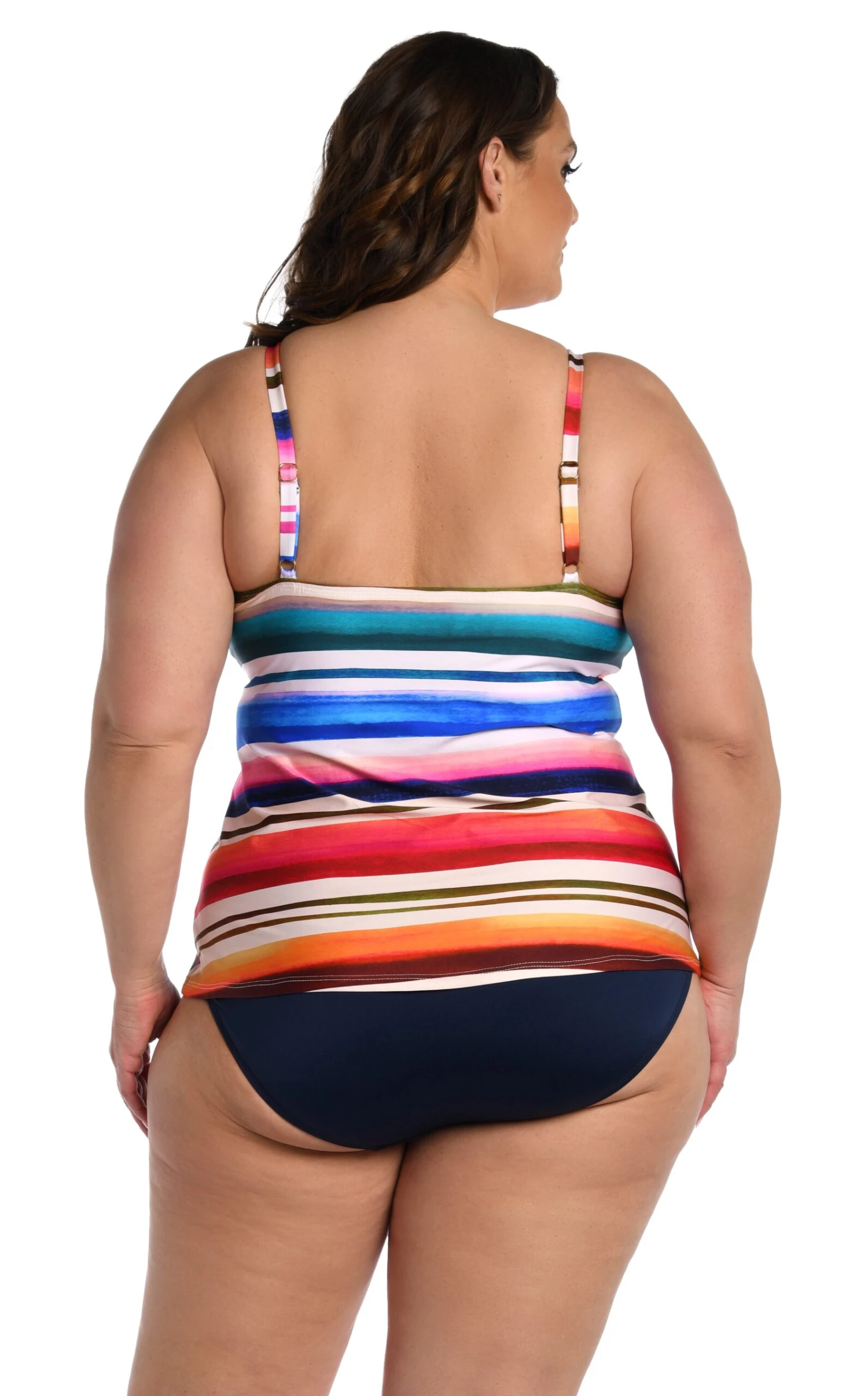 24th & Ocean Sunset Stripe Underwire High Neck Over The Shoulder Tankini Top - Image 4