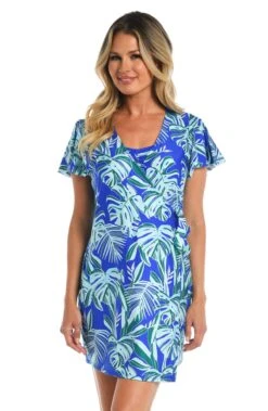 24th & Ocean West Palms Ruffle Sleeve Cover Up Dress