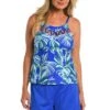 24th & Ocean West Palms Cutout High Neck Tankini Swimsuit Top