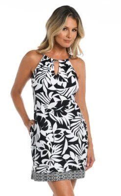 24th & Ocean Antigua Leaf High Neck Shift Dress Cover Up