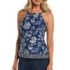 24th & Ocean Bali Batik Underwire High Neck Over The Shoulder Tankini Top